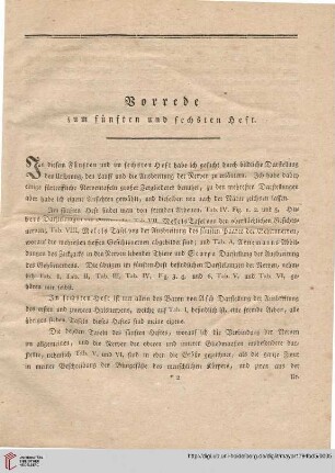 Vorrede zum fünften und sechsten Heft