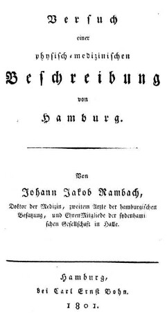 Versuch einer physisch-medizinischen Beschreibung von Hamburg