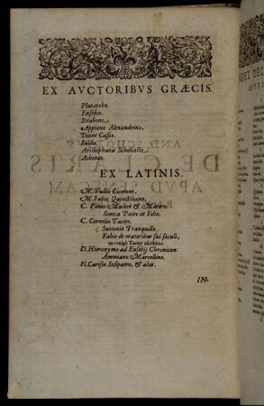 Ex Auctoribus Græcis [...] Ex Latinis.