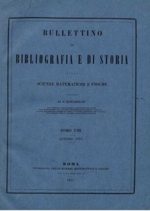 Tomo VIII. Gennaio 1875.