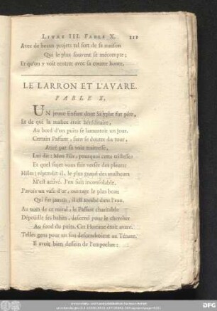 Le Larron Et L'Avare. Fable X.