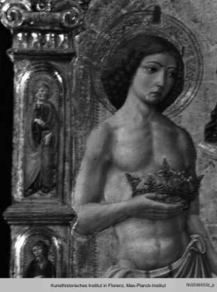 Thronende Madonna mit dem Kind, dem Heiligen Sebastian und dem Heiligen Rochus
