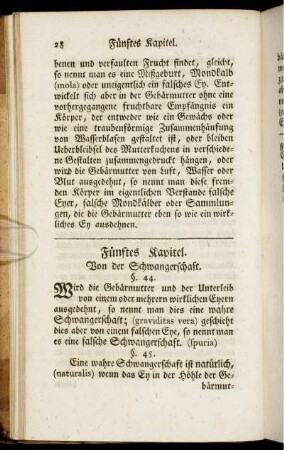 Fünftes Kapitel. Von der Schwangerschaft.