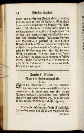 Fünftes Kapitel. Von der Schwangerschaft.