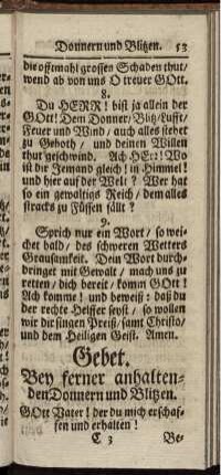 Gebet. Bey ferner anhaltenden Donnern und Blitzen.