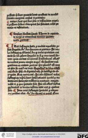 Explicit libellus sancti Thome de Aquino de vitiis et virtutibus numero quaternario procedens.