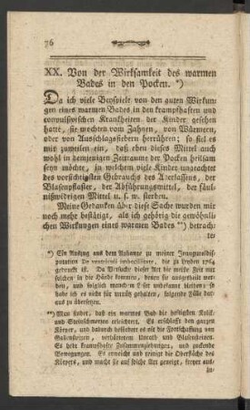 XX. Von der Wirksamkeit des warmen Bades in den Pocken