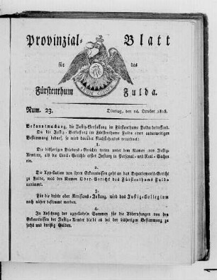 Num. 23., Ausgabe vom 24. Oktober 1815