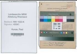 Entnazifizierung Paul Kunze , geb. 06.06.1883 (Musiker)