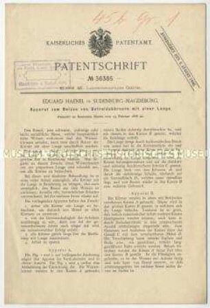 Patentschrift eines Apparates zum Beizen von Getreidekörnern mit einer Lauge, Patent-Nr. 36385