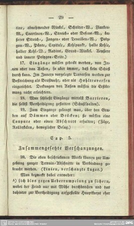 Cap. 5. Zusammengesetzte Verschanzungen