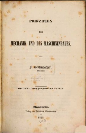 Prinzipien der Mechanik und des Maschinenbaues