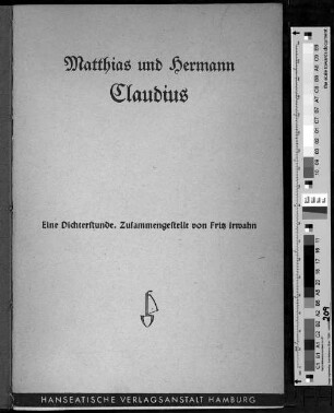 Matthias und Hermann Claudius : eine Dichterstunde