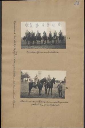 Berittene Offiziere des II. Bataillons Reserve Infanterie Regiments Nr. 17 am 18.10.1914 auf dem Lechfeld vor dem Ausmarsch nach Belgien