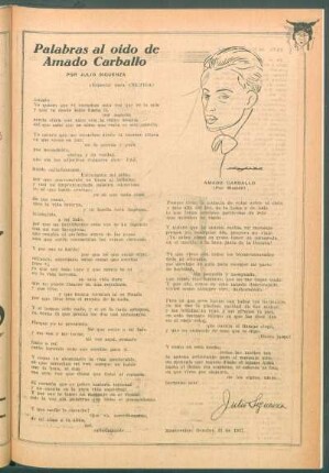 Palabras al oído de Amado Carballo