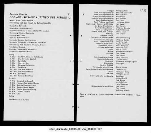 Der aufhaltsame Aufstieg des Arturo Ui