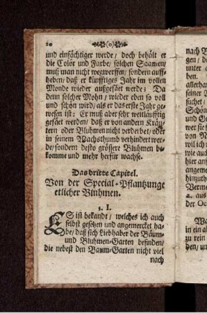 Das dritte Capitel. Von der Special-Pflantzunge etlicher Bluhmen