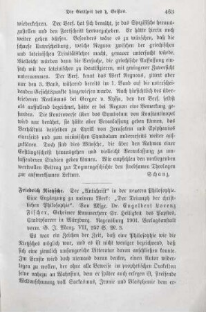 463-464 [Rezension] Fischer, Engelbert Lorenz, Friedrich Nietzsche