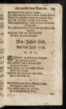 237-241, Neu-Jahrs-Lied. Auf das Jahr 1736