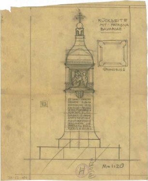Pfann, Paul; Dingolfing; Kriegerdenkmal - Grundriss, Ansicht