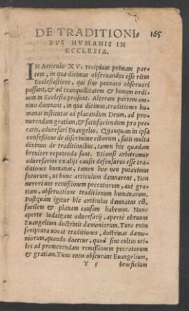 De Traditionibus Humanis In Ecclesia.