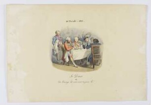10e Parade – 1823, Le Diner, ou : Du Courage, les amis sont toujours là !, Blatt 10 der Folge "Métamorphoses d’Arlequin – Parades jouées sur le Théâtre Français"