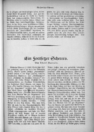 Ein Fortsetzer Scherers. Von Adolf Bartels.