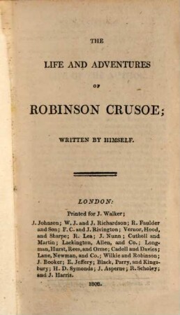 The life and adventures of Robinson Crusoe