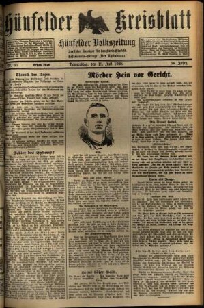 Erste Ausgabe vom Donnerstag, den 19. Juli 1928.