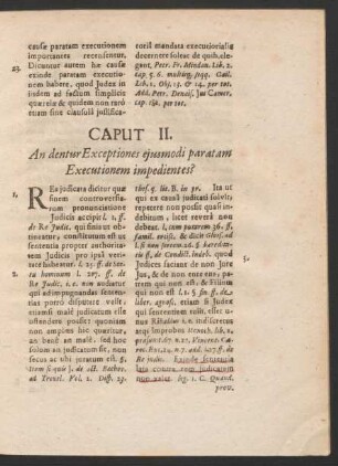 Caput II. An dentur Exceptiones eiusmodi paratam Executionem impedientes?