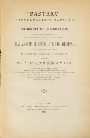 Bastero, provenzalista catalán