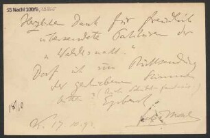 Brief an B. Schott's Söhne : 17.10.1892