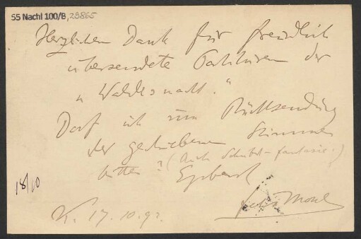 Brief an B. Schott's Söhne : 17.10.1892