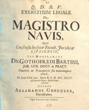 Exercitium Legale, De Magistro Navis