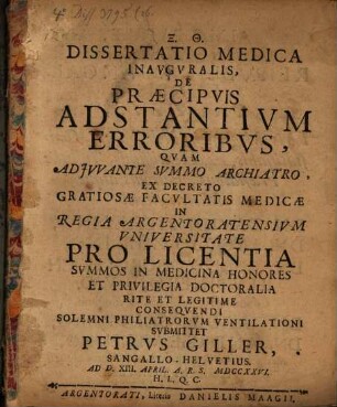 Diss. med. inaug. de praecipuis adstantium erroribus