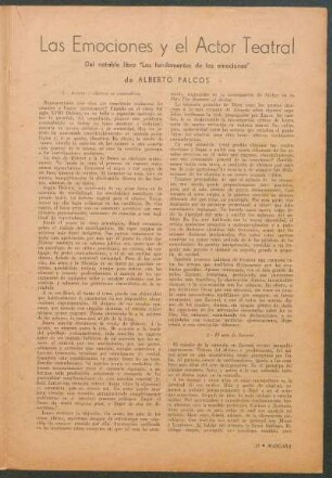Las emociónes y actor teatral : Del notable libro "Los fundamentos de las emociónes"