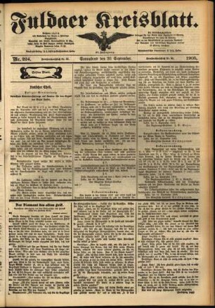 Erste Ausgabe vom Samstag, den 30. September 1905.