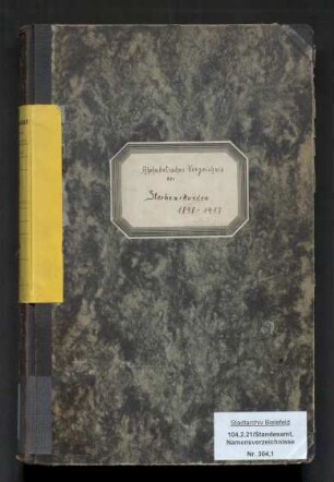 Namensverzeichnis zum Sterberegister Gadderbaum, 1898 - 1917