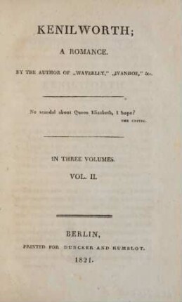 Vol. 2: Kenilworth