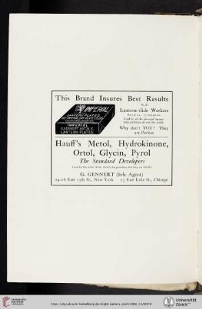G. Gennert [Imperial Lantern Plates and the Standard Developers]
