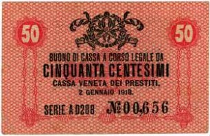 Geldschein, 50 Centesimi, 2.1.1918