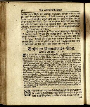 Epistel am Himmelfarths-Tage. - Epistel am Fest der heiligen Dreyeinigkeit.
