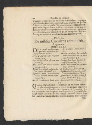 Cap. III. De militiae Circularis administris, & apparatu.
