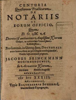 Centuria Quaestionum Practicarum, De Notariis Et Eorum Officio