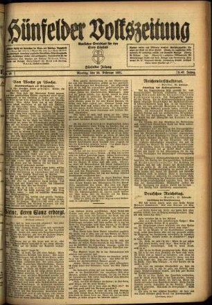 Ausgabe vom Montag, den 28. Februar 1921.