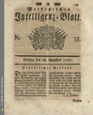 No. 35. Dinstag den 28. Augustus 1787