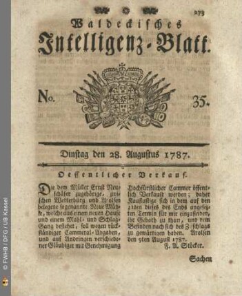 No. 35. Dinstag den 28. Augustus 1787