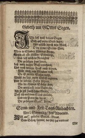 Gebeth um Gottes Segen.