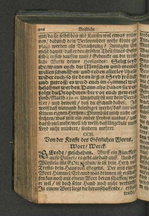 CCII. Von der Krafft des Göttlichen Worts. Worts/ Werck.