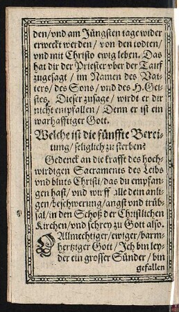 Welche ist die fünffte Bereitung/ seliglich zu sterben?